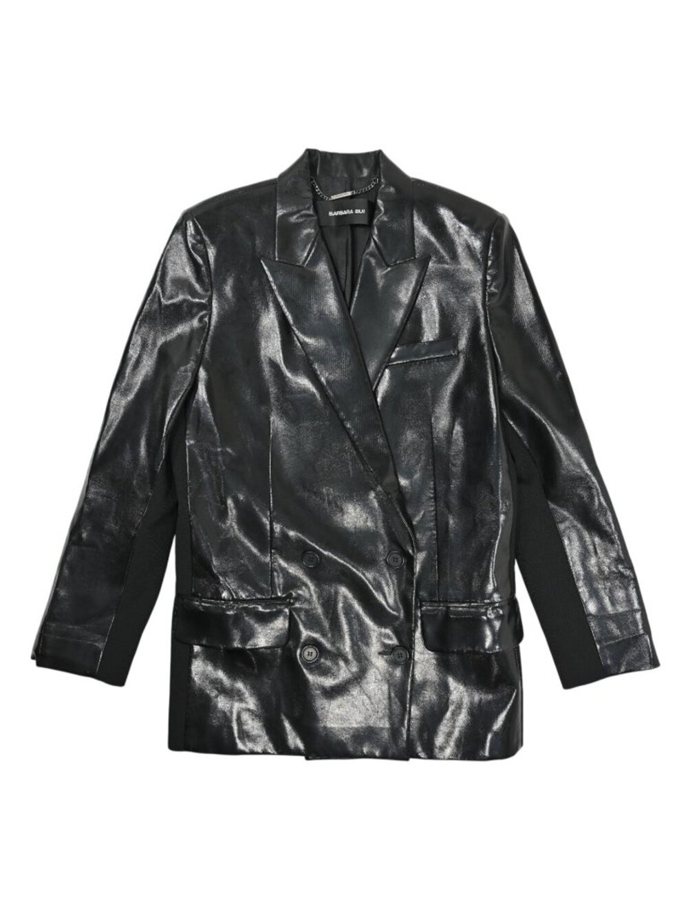 Barbara Bui Double Breasdted Faux Leather Blazer Jacket in Black